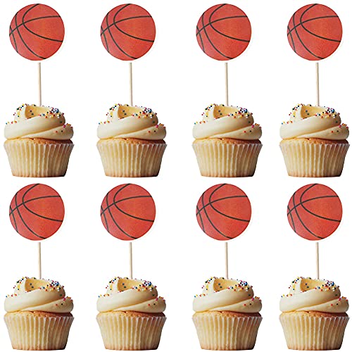 48Pcs Basketball Cupcake Cake Toppers | Basketball Party Supplies Dessert Muffin Cake Decorations For Basketball Themed Party, Baby Shower Or Happy Birthday Party Decoration #TOP1