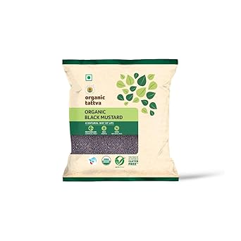 Organic Tattva 'Black Mustard', Quality Rai, Naturally Processed, from Farm Picked Fresh Seeds (100 G, Pouch) - image, photos