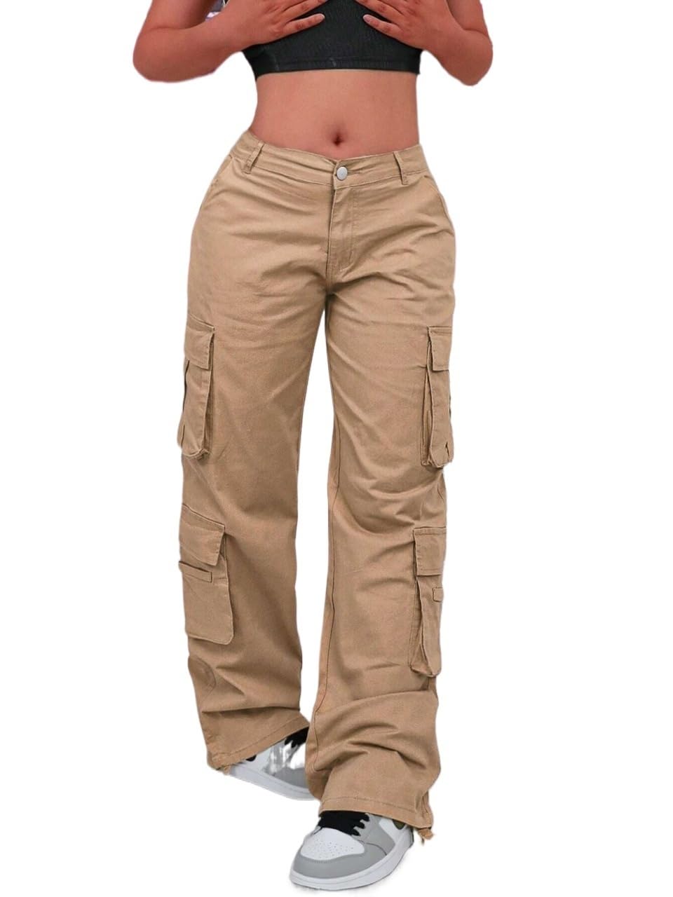 Fall High Waisted Cargo Pant Trousers for Women Casual Style Baggy Pants Streetwear Going Out Cloth Outfits