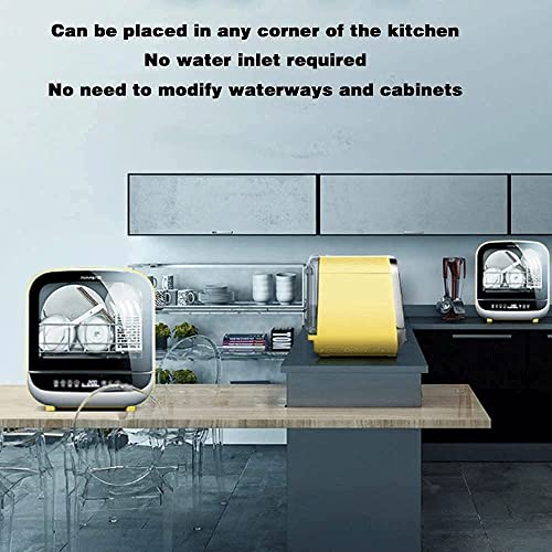 Draagbare aanrecht vaatwasser, mini-vaatwasser met 5 wasprogramma's, 360 ° spuitarmen, luchtdrogfunctie en… - Afbeelding 5