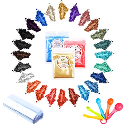 Mica Powder For Epoxy Resin Pigment - (24-Pack/5G) Color Soap Making Supplies Kit Bundle Of Resin Pigment Powder For Slime Bath Bombs Soap Dye Coloring Candle Melt And Pour Nail Diy Craft #TOP1