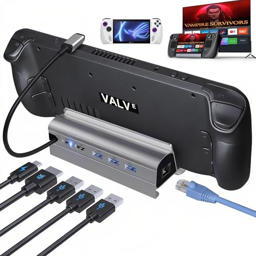 Docking Station for Steam Deck ROG Ally, 6 in 1 Stream Deck Dock with HDMI 2.0 4K@60Hz, 1000Mbps...