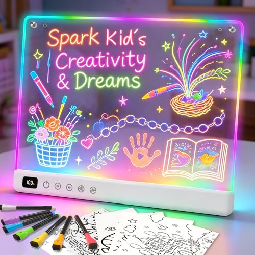 Lumiboard Led Drawing Board with 13 Light Effects, 16' Rechargeable Glow Doodle LED Note Board with Colors, Neon Light Up Drawing Tablet Gifts for Kids for Easter Birthday Christmas Gift Ideas