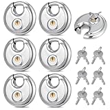 Diskusschloss 70mm, 6 Stück Vorhängeschloss mit Schlüssel aus Edelstahl...