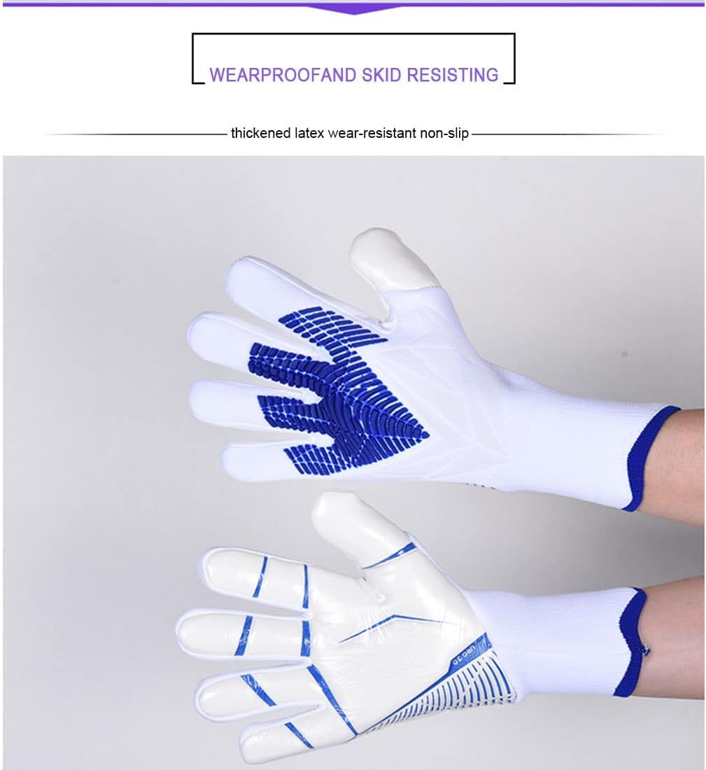 Kids Adults Latex Football Goalkeeper Gloves Thickened Football Professional Protection Teenager Goalkeeper Soccer Goalie Gloves Red Size 8 - View #3