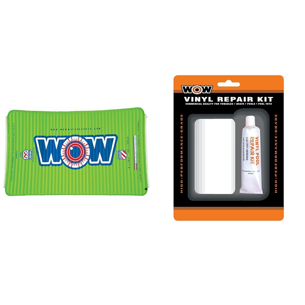 WOW Sports10 ft x 6 ft Inflatable Green Water Mat with PVC Repair Kit
