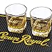 Whiskey Glasses Set of 2 Crown Royal Whiskey Glass and Stone Set 2 Scotch Glasses and 4 Unique Chilling Granite Rocks | Whiskey Stone Gift Set for Men Compatible
