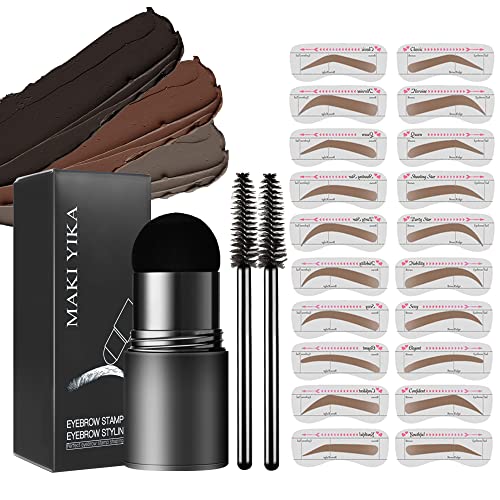 Eyebrow Stamp Stencil Kit - Eyebrow Stamping Kit for Perfect Brows with Brow Stencils, Waterproof Eyebrow Stamp, Long Lasting & Easy to Use (Dark Brown)