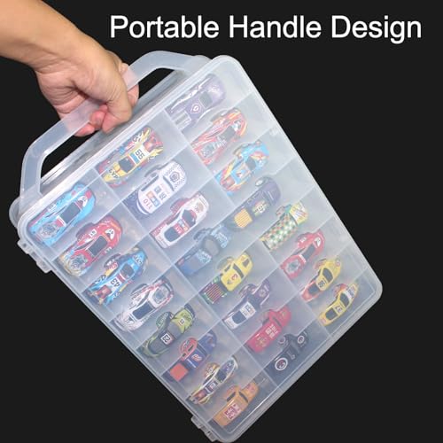 Image of 46 Grids Sewing Storage Box Double-sided Storage Organizer Portable Thread Box Storage Clear Plastic Organizer Box for Embroidery and Sewing Threads, Beads, Small Crafts