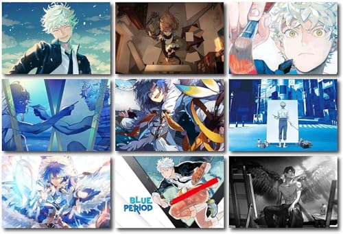 Image of ATEVON Blue Period Anime Wall Collage Kit - Pack of 18 Posters (4x6 Inches) Featuring Yatora Yaguchi, Ryuji Ayukawa, and Yotasuke Takahashi - Unframed Art Prints for Room Decor