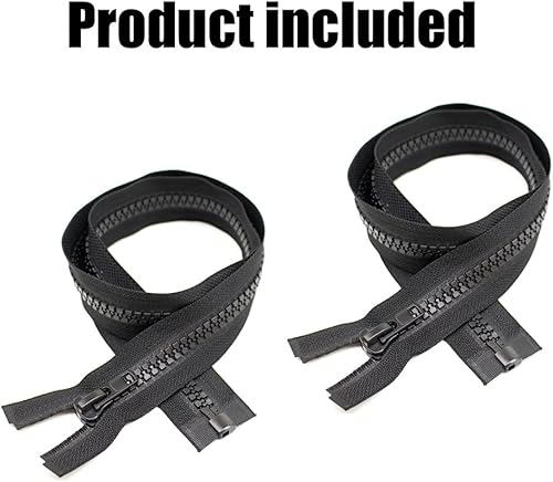 Miniatura 2 de YaHoGa 2 cremalleras separadoras #10 de 8 pulgadas para coser abrigo, chaqueta de invierno, cinta negra, cremalleras resistentes, cremalleras