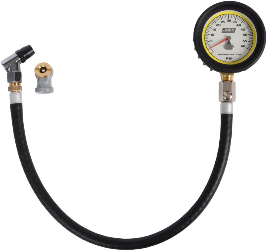 Joes Racing Products Tire Pressure Gauge, Pro Tire, Glow in The Dark, 0-60 psi, Analog, 2-1/2 in Diameter, White Face, 1 lb. Increments, Each,BLACK,32317