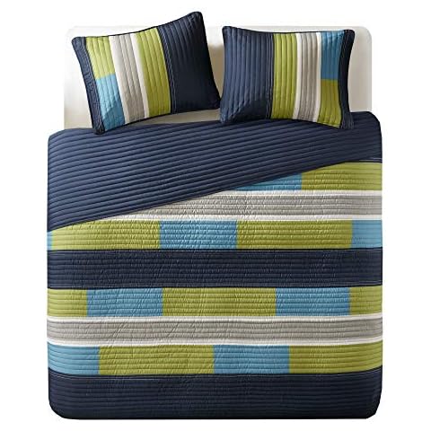 Comfort Spaces Kids Bedding Set, Pierre Navy/Blue Stripe Cover