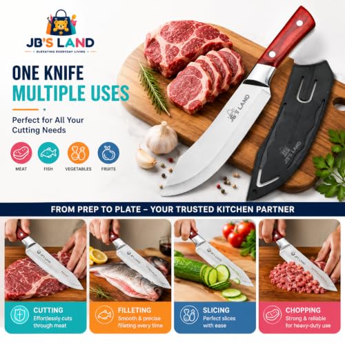 Image of JB'S LAND Meat Cleaver Knife with Sheath, Stainless Steel Butcher Knife