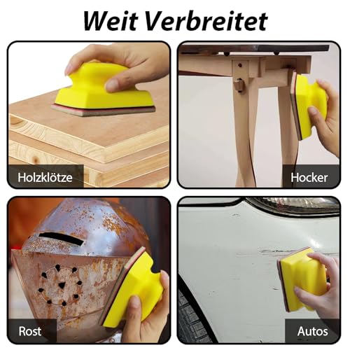 Tarqite 24 Stück Schleifschwamm Set mit Schleifklotz Klett, 180-3000 Körnung Flexible Schleifschwämme, Nass und Trocken Schleifschwamm Holz & Handschleifblock, Schleifpad für Metall, Farbe, Holz, Auto