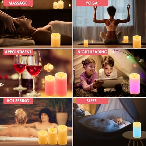 LED RGB Kerzen Set Mit Fernbedienung | Flammenlose Kerzen 10/12,5/15 Cm | Timerfunktion & Mehrfarbig