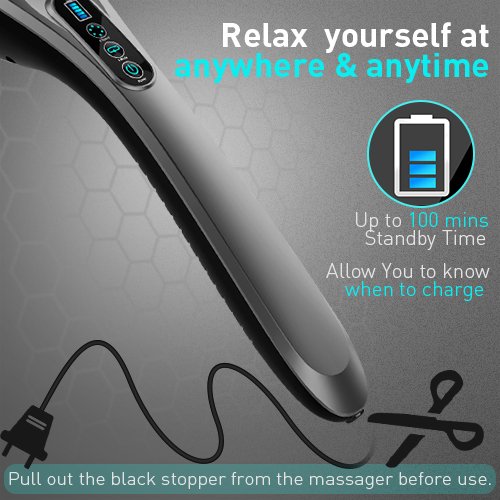 Handheld Percussion Massager - 6 Interchangeable Nodes, 6 Speeds & 6 Modes, Portable Cordless Electric Deep Tissue Massage for Muscle Back Neck Shoulder Foot Leg Body Pain Relief, Car Home & Office