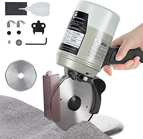 CGOLDENWALL YJ-125A Electric Rotary Fabric Cutter, Multi-layer Fabric...