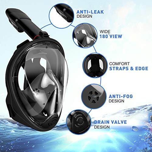 image for Gpeng Full Face Snorkel Mask, Foldable Snorkeling Mask with Detachable