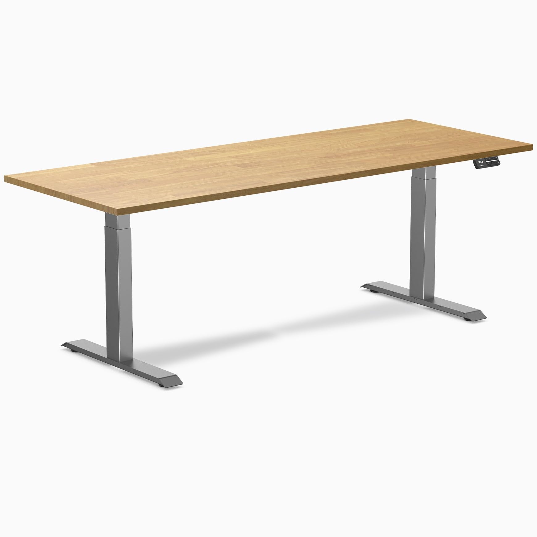 Desky Dual Rubberwood Sit Stand Desk Light Oak 80" Space Gray