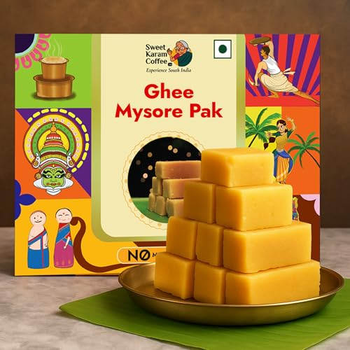Image of Sweet Karam Coffee Ghee Mysore Pak - 100g | No Maida or Preservatives | Traditional South Indian Sweet | Soft & Rich Melt-in-the-Mouth Texture | Authentic Homemade Recipe | Perfect Festive treat