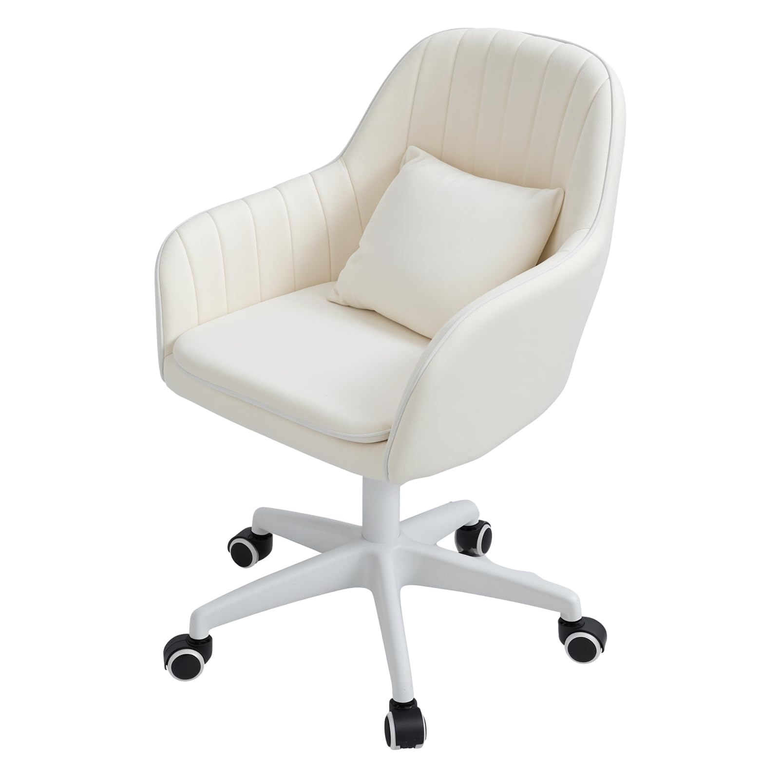 Vanity Chairs Swivel Cute Desk Chair Vanity Stool Computer Task Chair Height Adjustable Makeup Bedroom Chair for Home Office Beige A