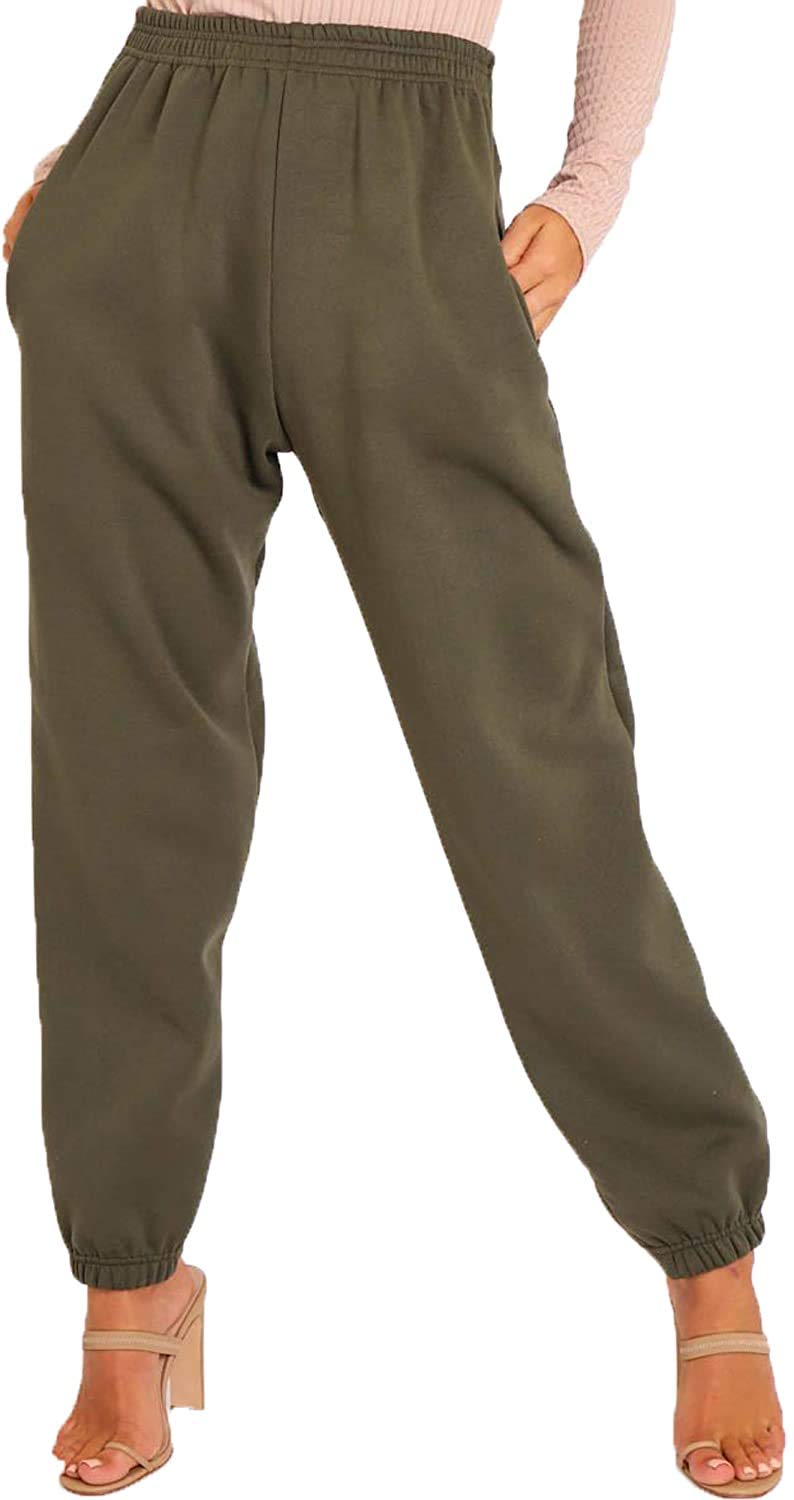 Girlzwalk Women's Khaki Fleece Casual Oversized Jogging Joggers Tracksuit Bottoms Jog Pants (, Xxl/Uk 20-22)