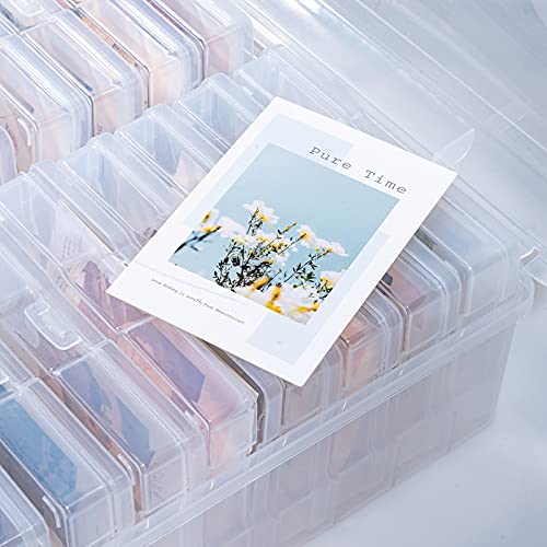 Image of novelinks Photo Storage Box and 16 Inner 4 inch x 6 inch Photo Storage Containers | 1Pack Clear, Photo Albums 4x6 Pictures, Photo Organizers and Storage, Card Game Storage, Task Boxes for Special Education