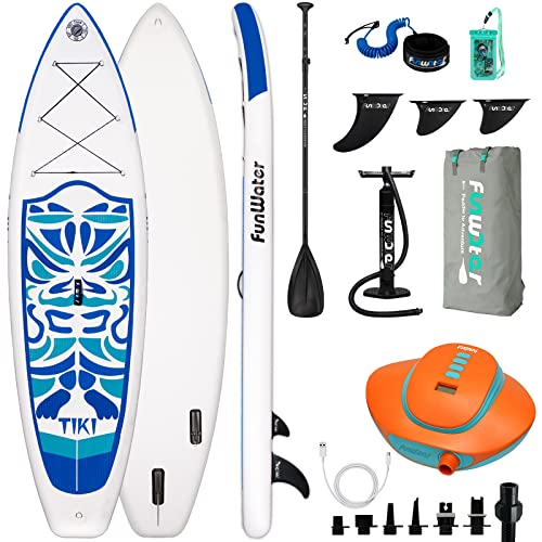 Funwater Inflatable 10'6×33"×6" Ultra-Light (17.6Lbs) Sup For All Skill Levels Everything Included With Stand Up Paddle Board, Adj Floating Paddles, Pump, Isup Travel Backpack, Leash,Waterproof Bag #TOP17