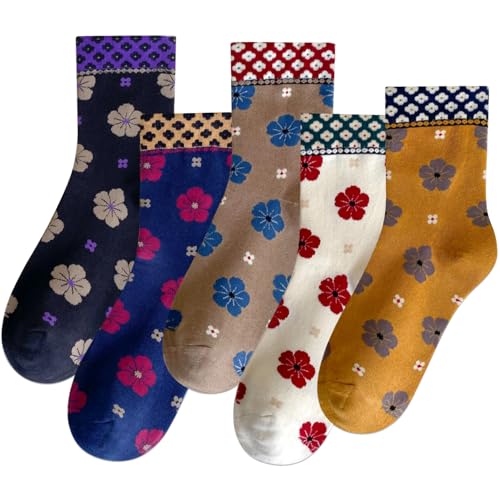 Image of IIG Womens Novelty Cotton Crew Socks Cute Animals Socks Fun Flower Socks (fit women's shoe size 5-9)