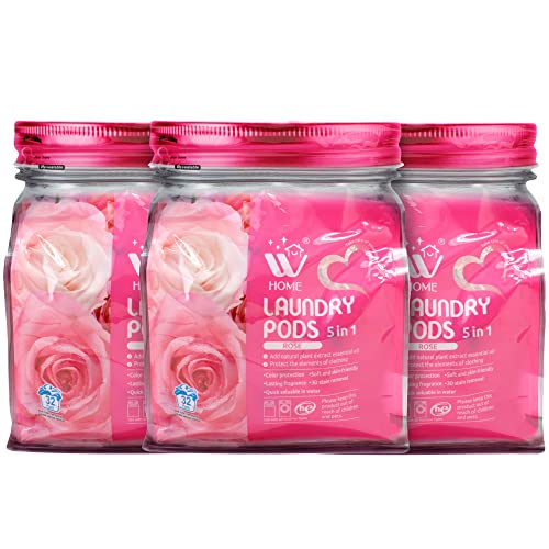 5-in-1 Laundry Pods, Total 96 Count, High Efficiency (HE), Ultra Concentrate with Powerful Stain Lifter Technology, Fabric Softener With Rose Extracts, Detergent Pods, 32 Count (Pack of 3)