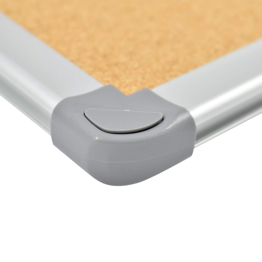 Danieli Store | Pizarra de Corcho Pared con Marco de Aluminio 60x45cm | Tacos para Fijación en Pared Incluidos | Esquina Cubretornillos Retráctil
