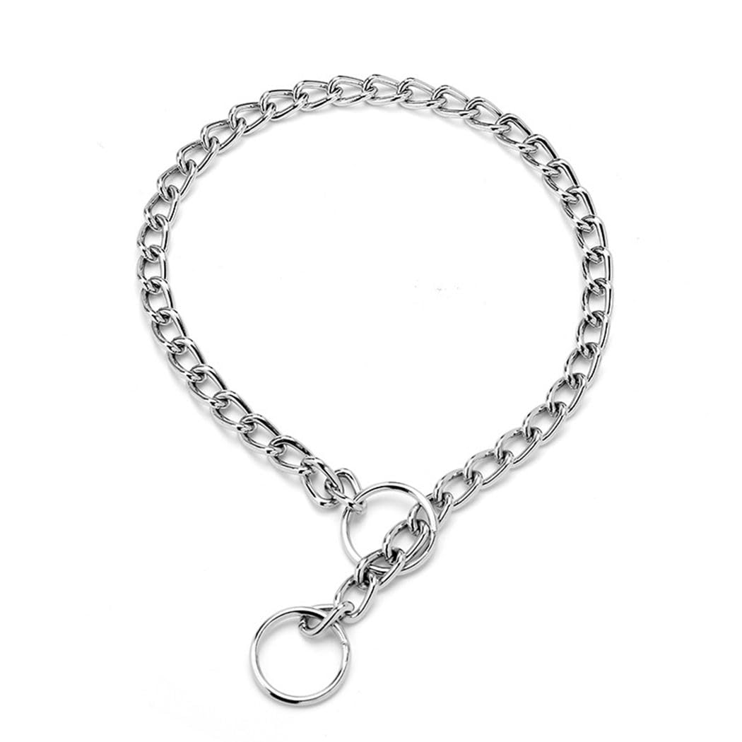 Chain Dog Collars for Medium Dogs, Metal Slip Link Training Heavy Duty Dog Collar Martingale Puppy Collars for XXS XS Small Medium Large Big XL Breed Dogs, Silver M