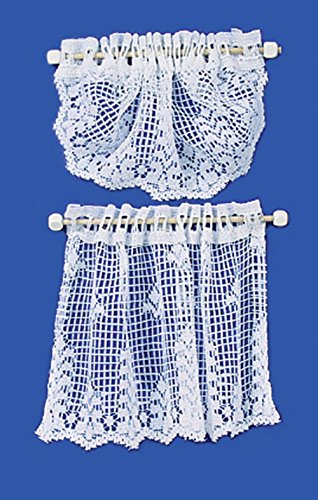 Rideau filet miniature en dentelle haut de gamme et son crochet de swag blanc de précision