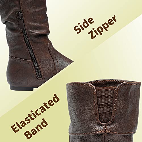 Dream Pairs Little Kid Blvd-K Brown Pu Girl'S Knee High Boots Size 2 M Us Little Kid thumb #2