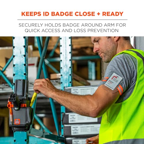 Image of Ergodyne - 19951 Squids 3386HV High Visibility Arm Band ID /Badge Holder Hi-vis Orange