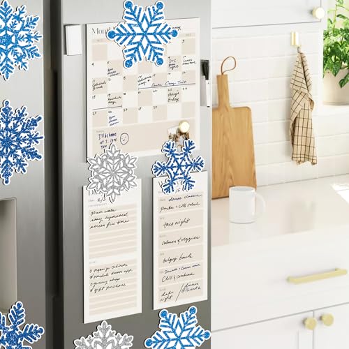 15 imanes decorativos de copo de nieve para refrigerador miniatura 4