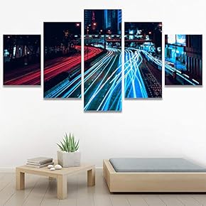 SIGNWIN 5 Panel Canvas Wall Art Light Exposure...