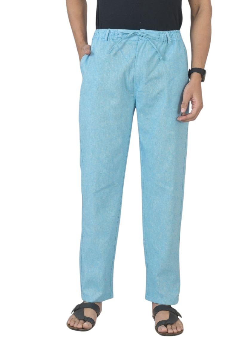 Men's Cotton-Linen Trouser | Button Closure | Partial Elastic | Drawstring | 2 Side & 1 Back Pocket | Formal & Casual Wear, Olive Green-picture-12
