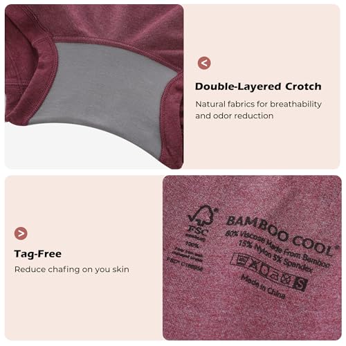 Image of BAMBOO COOL Womens BoyShorts Underwear Seamless Boxer Briefs Mid Rise Full Coverage Breathable Stretch Ladies Panties 5 Pack