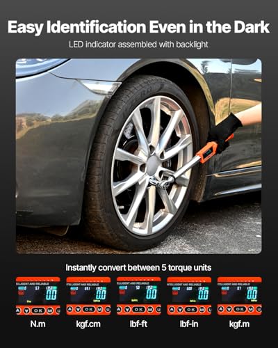 Image of VEVOR Digital Torque Wrench 3 /8 1 /2 Inch Drive, 0-44.25FT.LB(0-60Nm) /0-162.26FT.LB(0-220Nm) ±2% Accuracy, Electronic Torque Wrench with Preset Mode,Vibration,Buzzer,LED Notification,5Units of Measure | 2.2-44.25Ft.Lb(3-60Nm) /8.1-162.26Ft.Lb(0-220Nm) , ±2% Accuracy Electric Wrench Set, Peak & Track Buzzer, LED Alert
