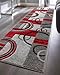 Well Woven Ruby Echo Shapes & Circles Geometric Red and Grey 2 by 7 Runner Rug - Beveled Circle Design, Medium Pile Contemporary Carpet, Durable Stain Resistant, Narrow Floor Runner, Easy to Clean
