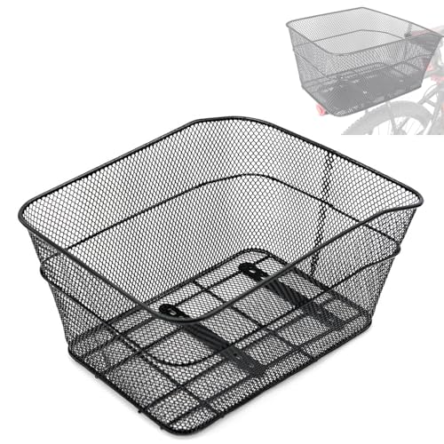 BINOTHINK Fahrradkorb Hinten, Groß Fahrrad Korb Stabil Hinten, Metall Fahrradkorb Gepäckträger Korb mit Montagezubehör für Kleiner Hund Einkaufen Picknick Schulranzen (L1)