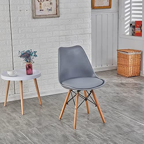 Image of Set of 4 Modern Style Mid Century Modern Dinning Room Cafe Hotel Office Wooden Legs Chair (Grey with Cushion)