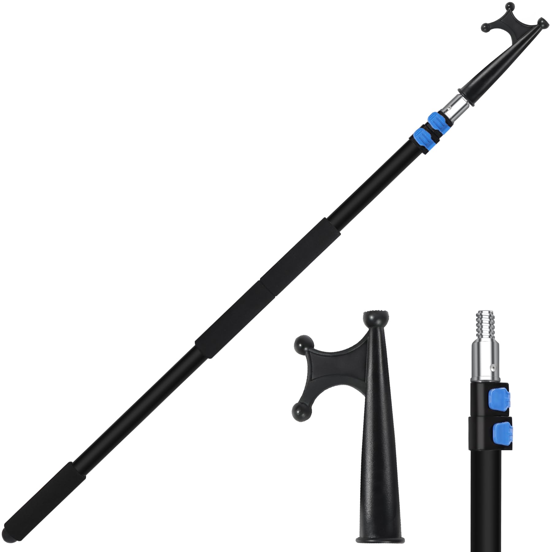 REDCAMP Gancho telescópico para barco, aluminio, extensible, multiusos, ligero, flotante, para barco, accesorios para barcos, 3,6 m, color negro