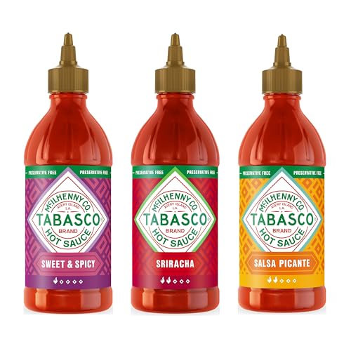 Tabasco Squeeze Salsa Piccante Multipack – Sriracha, Sweet & Spicy e Salsa Picante – Set di salse piccanti con 3 bottiglie facili da spremere da 256 ml – Senza glutine, conservanti e grassi