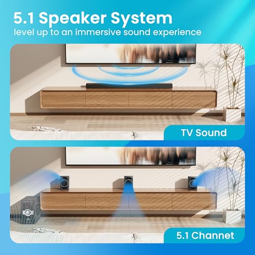 Image of Acoustic Audio by Goldwood AA5240 Home Theater 5.1 Bluetooth Speaker System with USB and SD Inputs, Black