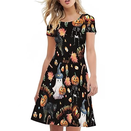 Image of Biyejit Women's Summer Casual Short Sleeve T-Shirt Swing Dress Crew Neck Plus Size S-4XL