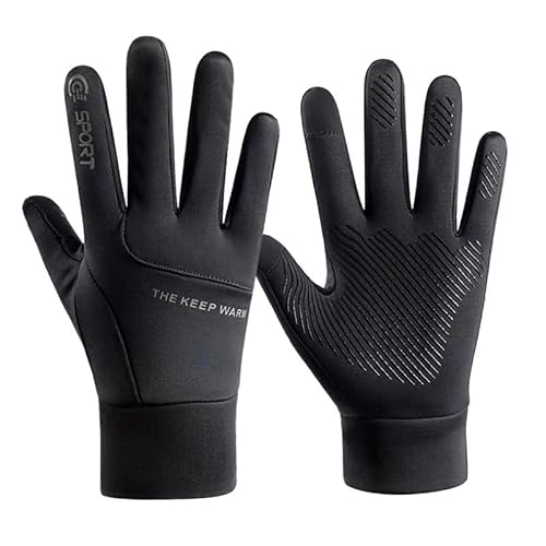 YHT Autumn and Winter Outdoor Men's Cycling Warm Gloves with Touch Screen and Thick Velvet, Windproof and Waterproof Korean Version Skiing Gloves for Women