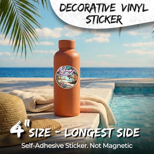 Image of Miami Beach Florida Sticker 4 Inch Waterproof Vinyl Decal ID44990 | Waterproof vinyl travel sticker for laptop, luggage & bottle - souvenir gift for travelers & adventure seekers